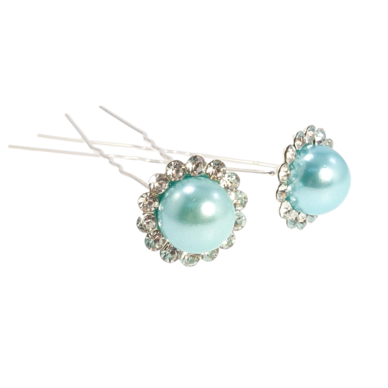 Шпилька для волос Бирюзовый цветок со стразами ø 18мм (цена за одну штуку) фото №16