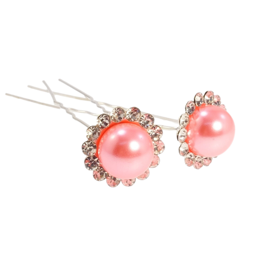 Шпилька для волосся Рожева квітка зі стразами ø 18мм (ціна за одну штуку) фото №1