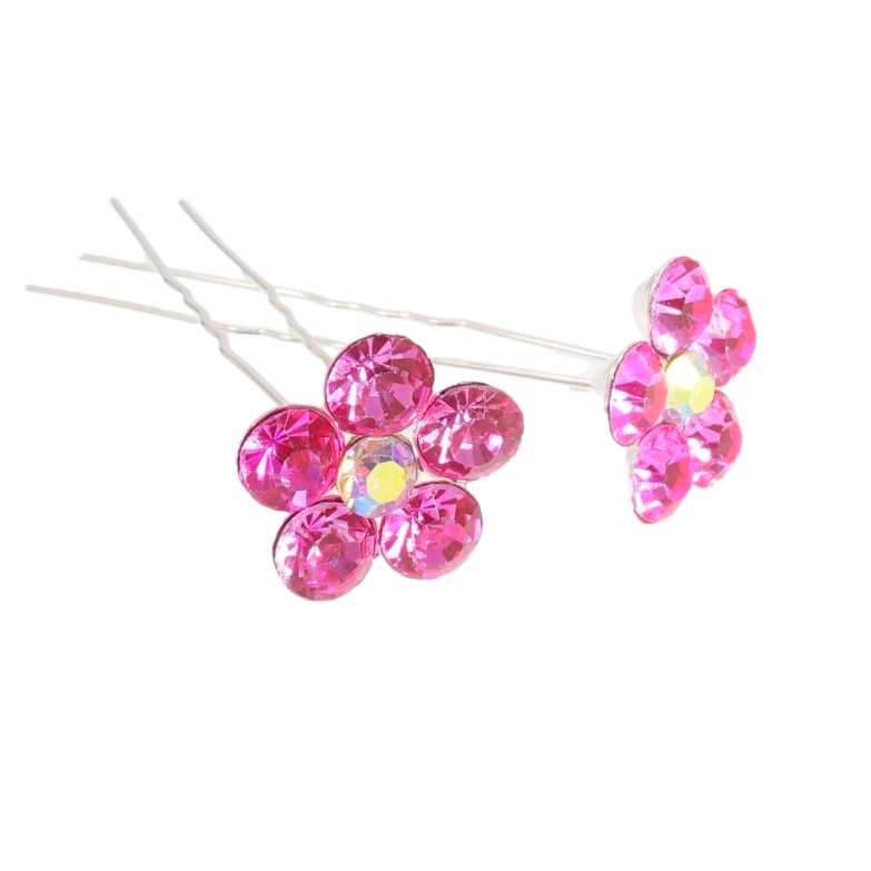 Шпилька для волосся Рожева квітка зі страз ø 20мм (ціна за одну штуку) фото №1