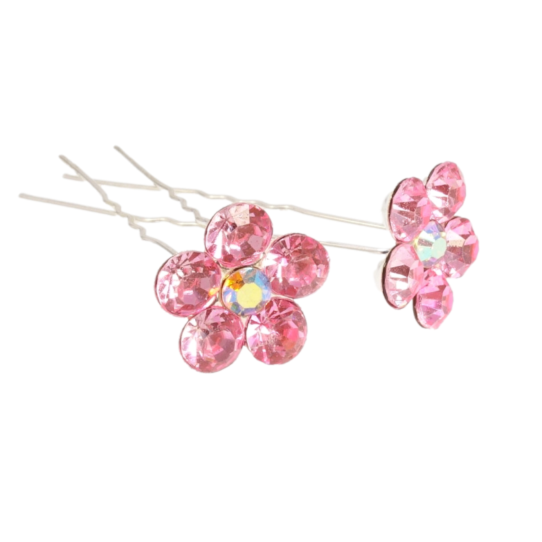 Шпилька для волос Светло-розовый цветок из страз ø 20мм (цена за одну штуку) фото №1