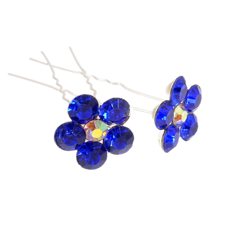 Шпилька для волосся Синя квітка зі страз ø 20мм (ціна за одну штуку) фото №17