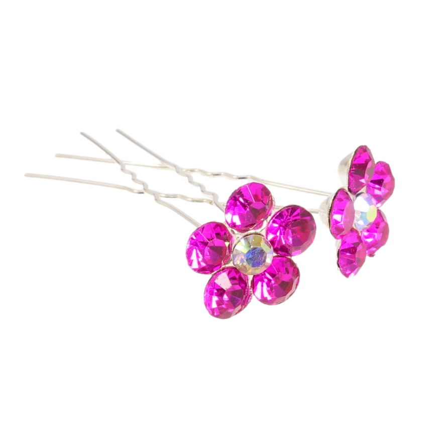 Шпилька для волосся Рожева квітка зі страз ø 20мм (ціна за одну штуку) фото №1