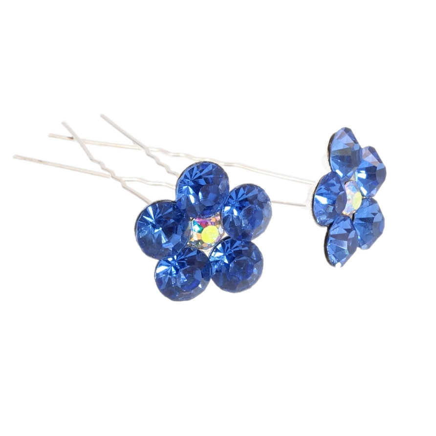 Шпилька для волос Синий цветок из страз ø 20мм (цена за одну штуку) фото №1 Шпилька для волос Синий цветок из страз ø 20мм (цена за одну штуку) фото №1