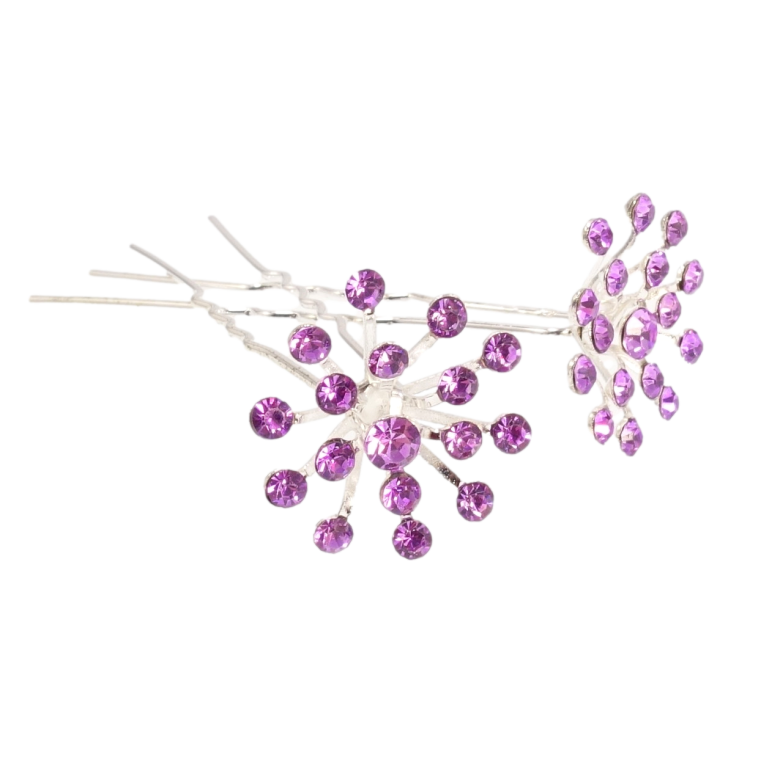 Шпилька для волос Цветок из сиреневых страз (цена за одну штуку) фото №1