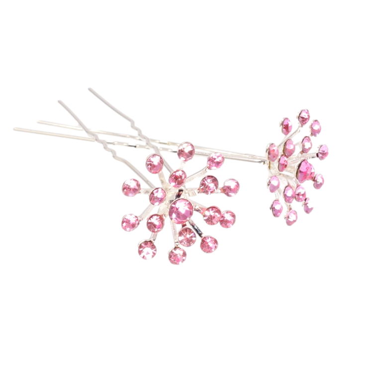 Шпилька для волосся Квітка зі світло-рожевих страз (ціна за одну штуку) фото №10