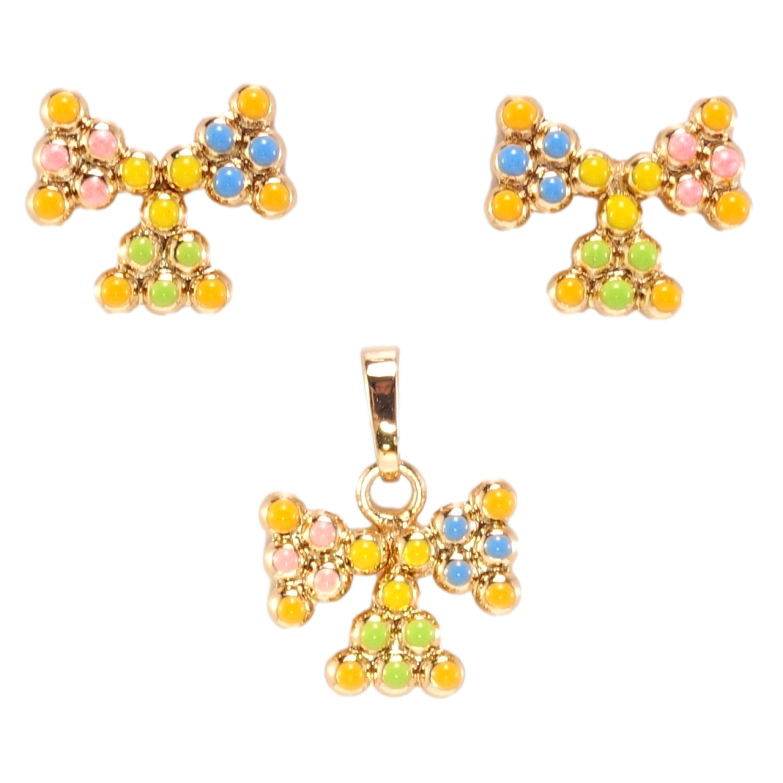 Набор Xuping Позолота 18K Серьги Кулон Декоративные бантики с цветной эмалью фото №15