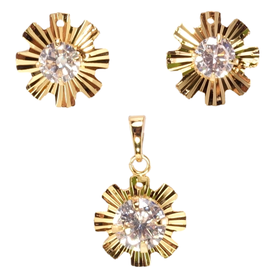 Набор Xuping Позолота 18K Серьги Кулон Декоративные цветочки с цирконием ø 14мм фото №1