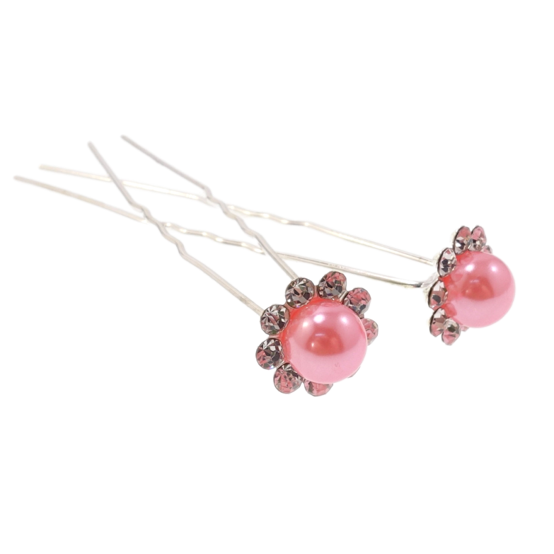 Шпилька для волосся Рожева квітка в обрамленні страз ø 13мм (ціна за одну штуку) фото №2 Шпилька для волосся Рожева квітка в обрамленні страз ø 13мм (ціна за одну штуку) фото №2