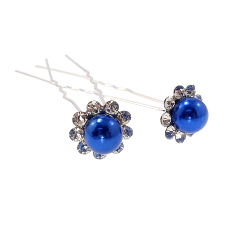 Шпилька для волосся Синя квітка в обрамленні страз ø 13мм (ціна за одну штуку) фото №18