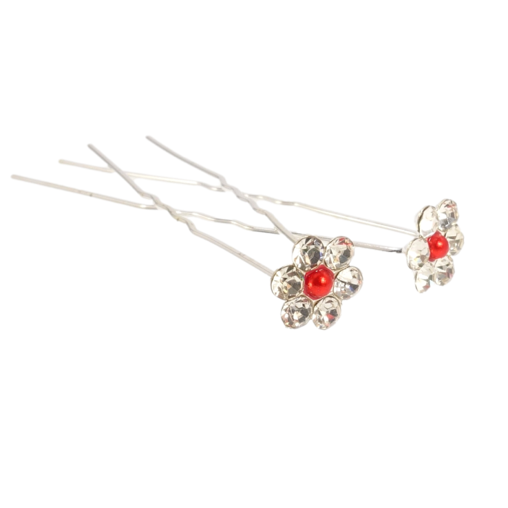 Шпилька для волосся Квітка зі страз та червоної намистини ø 11мм (ціна за одну штуку) фото №14 Шпилька для волосся Квітка зі страз та червоної намистини ø 11мм (ціна за одну штуку) фото №14