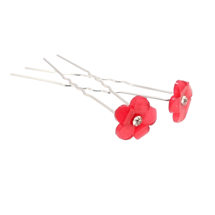 Шпилька для волосся Червона квітка ø 13мм (ціна за одну штуку) фото №10