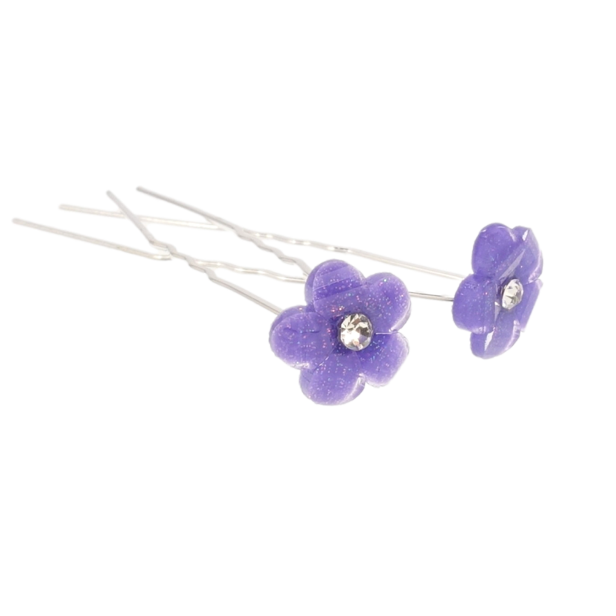 Шпилька для волосся Фіолетова квітка ø 13мм (ціна за одну штуку) фото №1