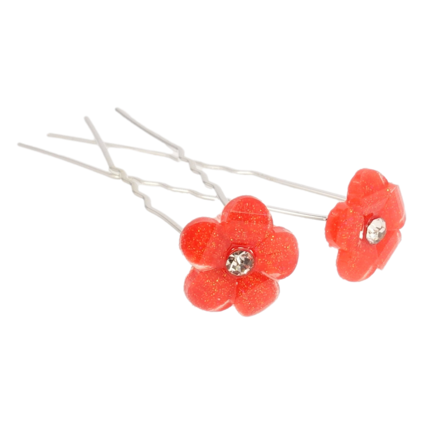 Шпилька для волосся Червона квітка ø 13мм (ціна за одну штуку) фото №1