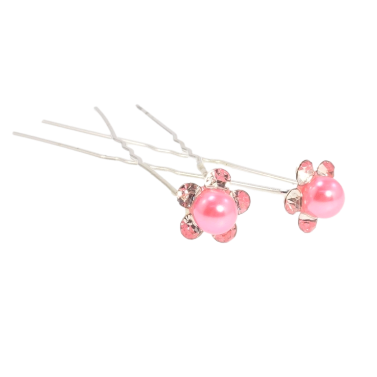 Шпилька для волосся Рожева квітка зі стразами ø 10мм (ціна за одну штуку) фото №23