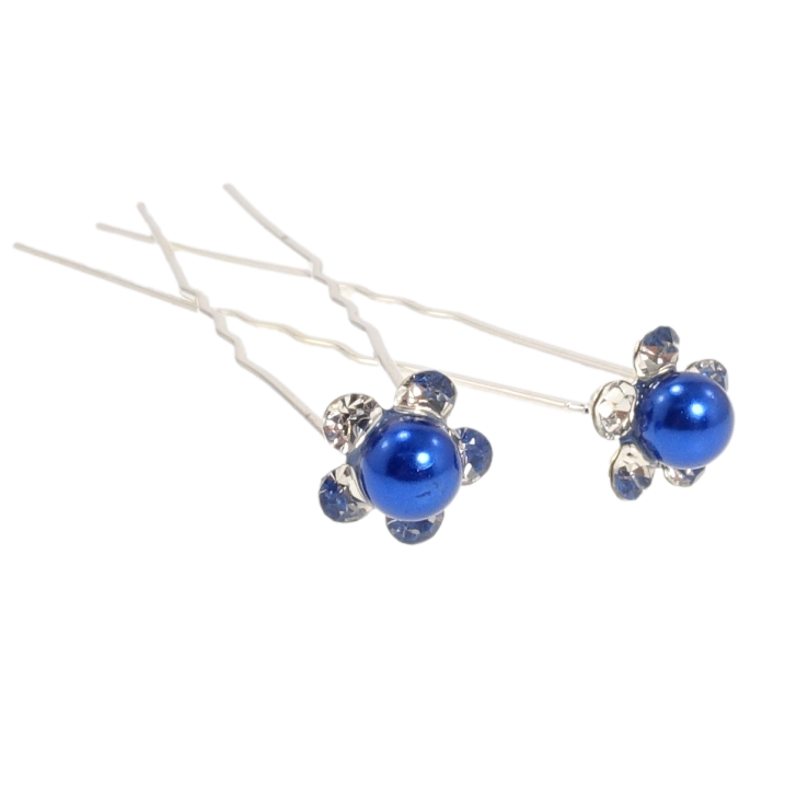 Шпилька для волосся Синя квітка зі стразами ø 10мм (ціна за одну штуку) фото №15