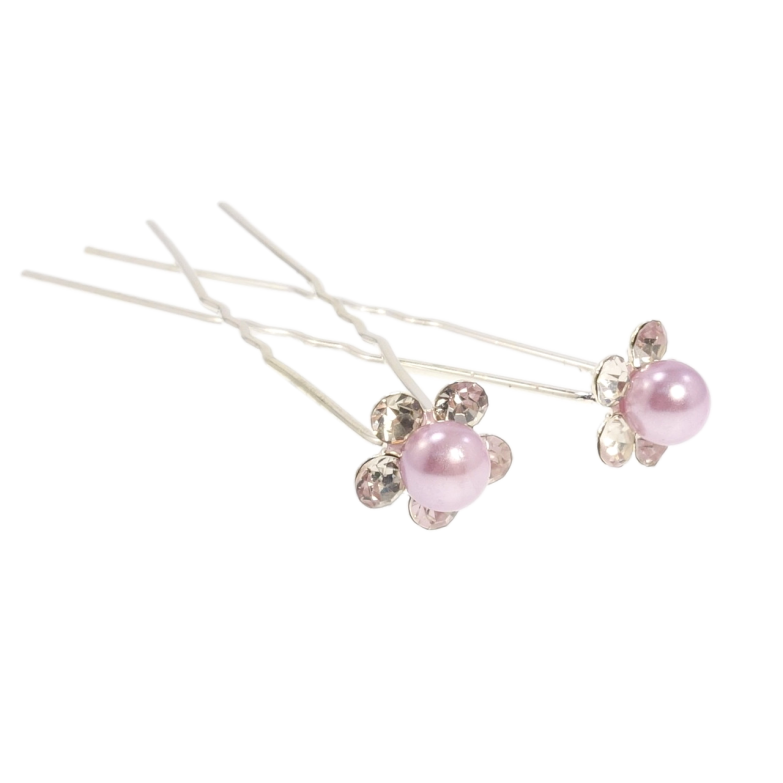 Шпилька для волосся Бузова квітка зі стразами ø 10мм (ціна за одну штуку) фото №1