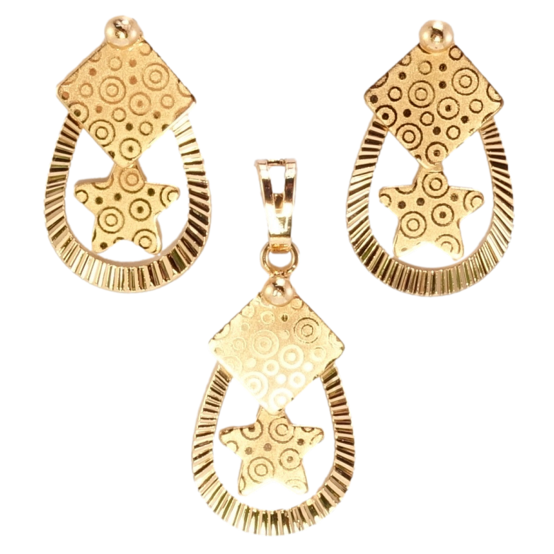 Набор Xuping Позолота 18K Серьги Кулон Декоративные с узором напылением фото №3