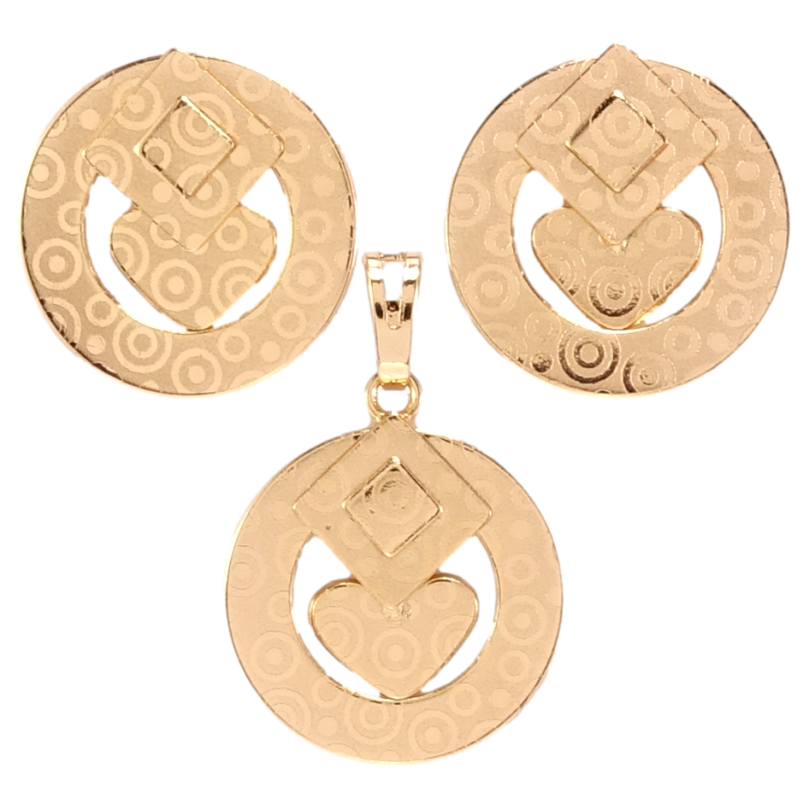 Набір Xuping Позолота 18K Сережки Кулон Декоративні каблучки з візерунком напиленням фото №1