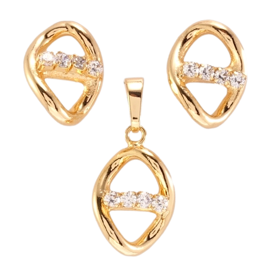Набор Xuping Позолота 18K Серьги Кулон Фигурные овалы с дорожками циркония фото №1