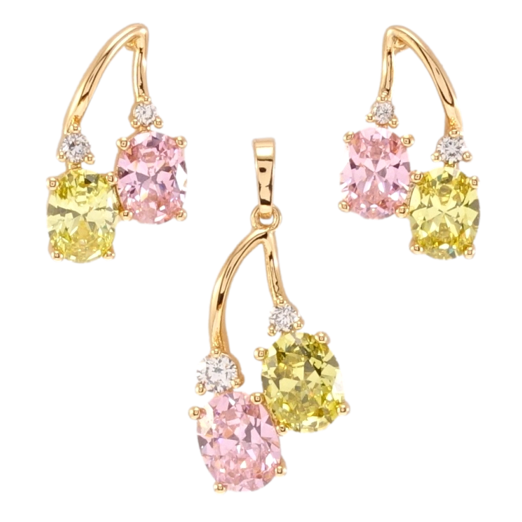 Набор Xuping Позолота 18K Серьги Кулон Вишенки с цветными кристаллами фото №10 Набор Xuping Позолота 18K Серьги Кулон Вишенки с цветными кристаллами фото №10