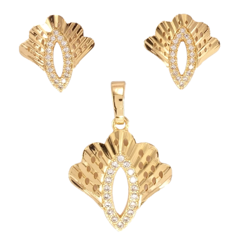 Набір Xuping Позолота 18K Сережки Кулон Декоративне віяло фото №1