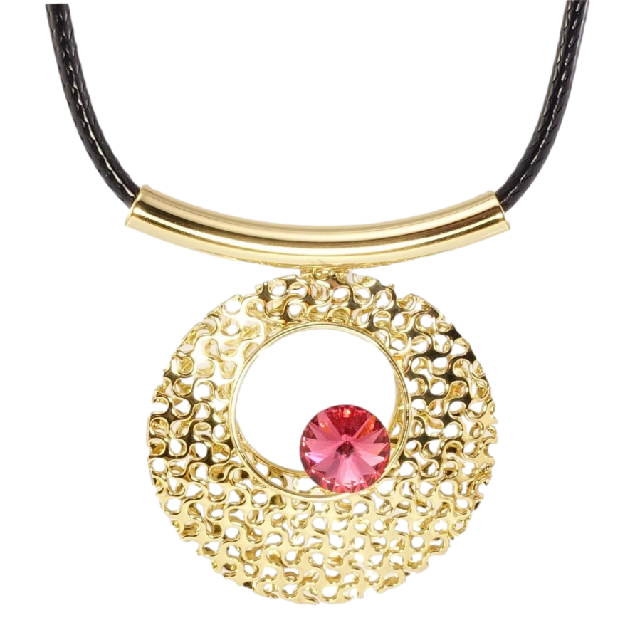 Підвіска на шнурку Xuping Позолота 14K Ажурне Каблучка з рожевим кристалом довжина 41,5-46,5см х 3мм фото №1 Підвіска на шнурку Xuping Позолота 14K Ажурне Каблучка з рожевим кристалом довжина 41,5-46,5см х 3мм фото №1