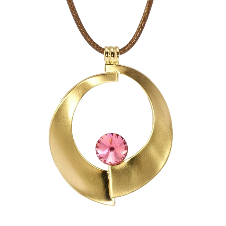 Підвіска на шнурку Xuping Позолота 14K Декоративне коло з рожевим кристалом довжина 41-47см х 3мм фото №11