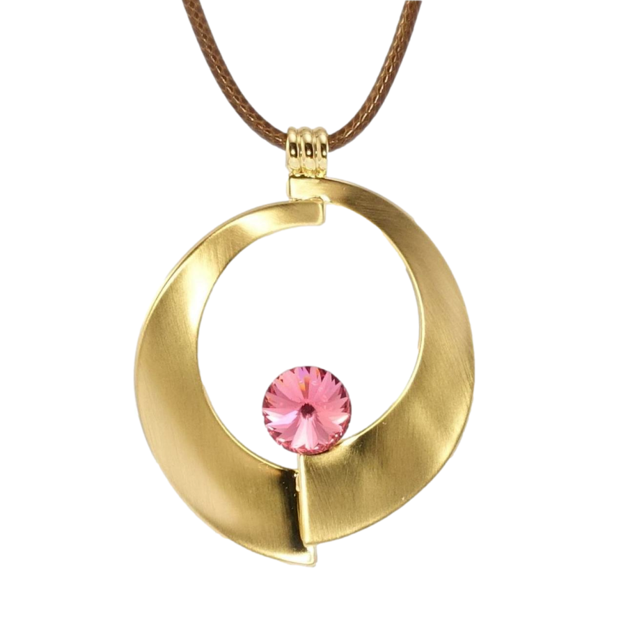 Підвіска на шнурку Xuping Позолота 14K Декоративне коло з рожевим кристалом довжина 41-47см х 3мм фото №1 Підвіска на шнурку Xuping Позолота 14K Декоративне коло з рожевим кристалом довжина 41-47см х 3мм фото №1
