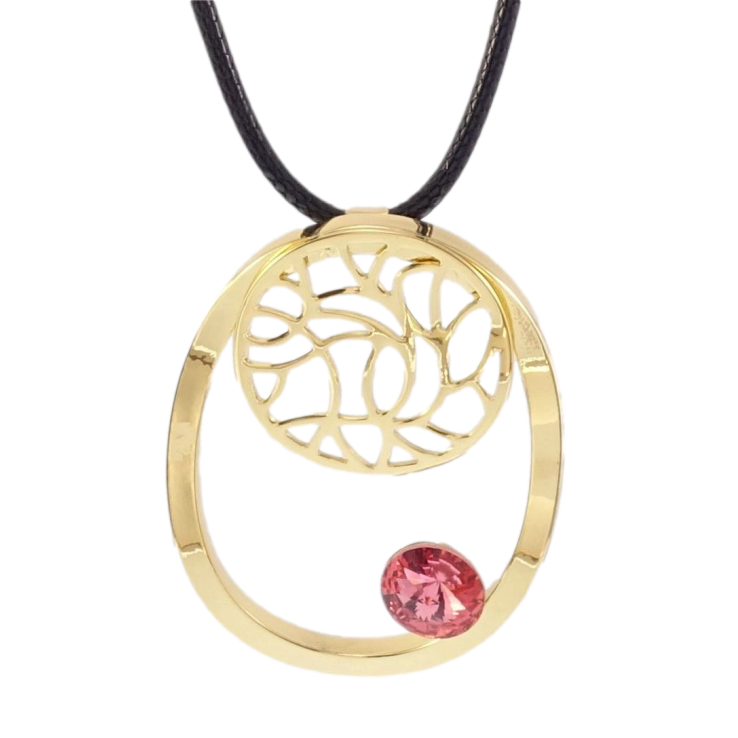 Підвіска на шнурку Xuping Позолота 14K Декоративне Каблучка з рожевим кристалом довжина 43-49см х 3мм фото №12