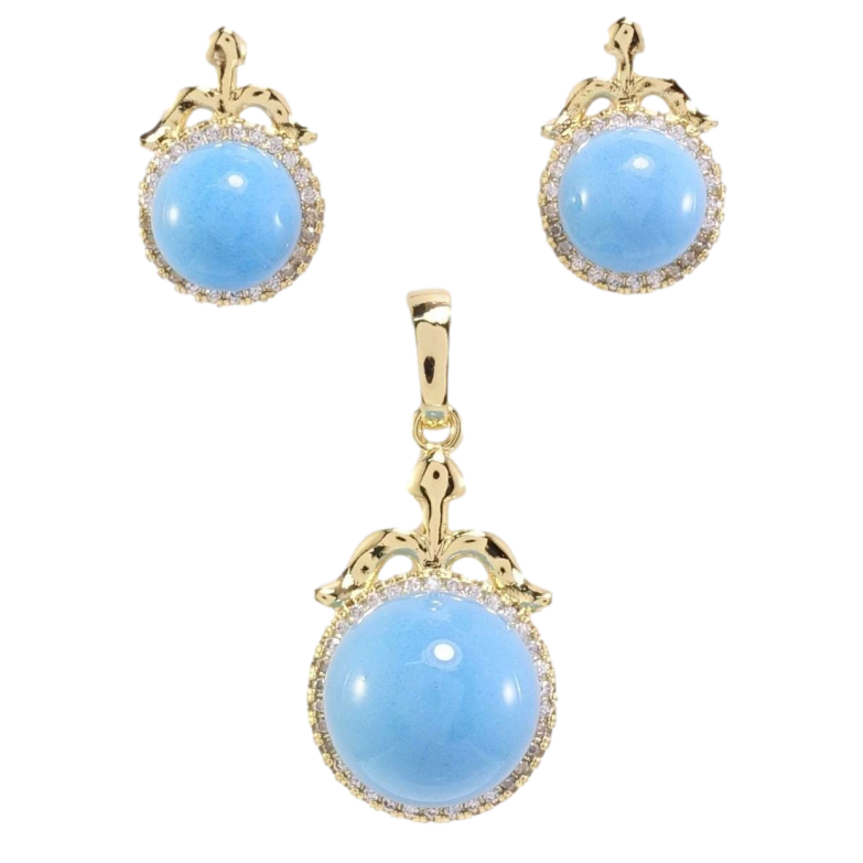 Набор Xuping Позолота 14K Серьги Кулон Голубые шарики в обрамлении циркония фото №1