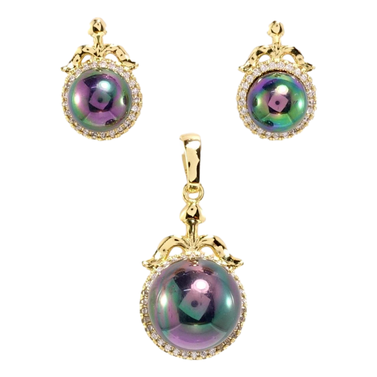 Набір Xuping Позолота 14K Сережки Кулон Чорні перлини в обрамленні цирконію фото №6 Набір Xuping Позолота 14K Сережки Кулон Чорні перлини в обрамленні цирконію фото №6