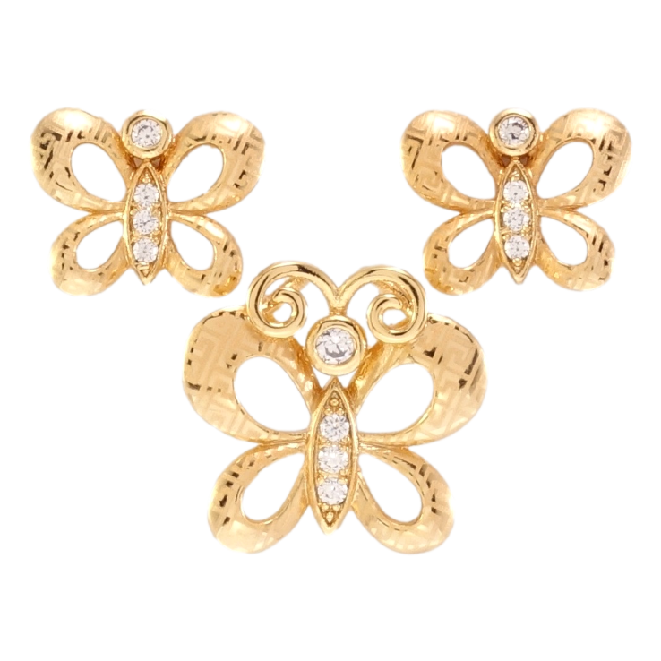 Набор Xuping Позолота 18K Серьги Кулон Бабочки с меандровым орнаментом напылением фото №6