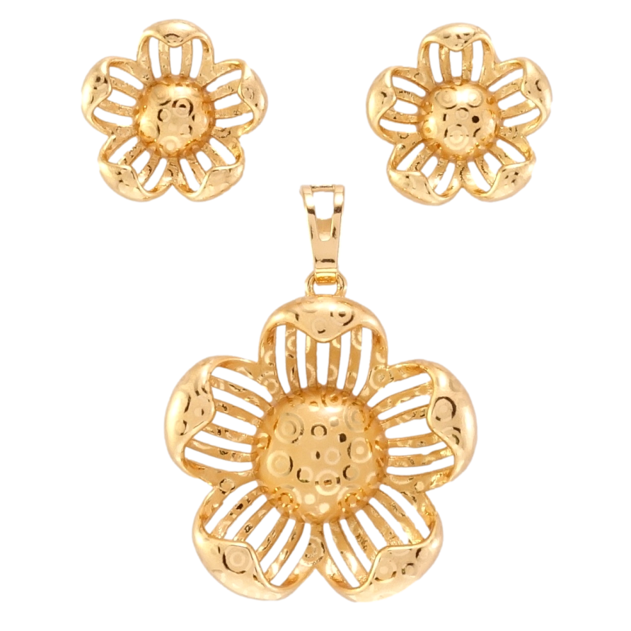 Набор Xuping Позолота 18K Серьги Кулон Цветочки с узором напылением фото №1