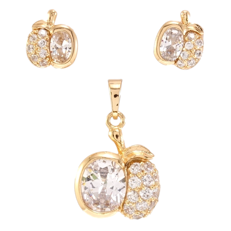 Набор Xuping Позолота 18K Серьги Кулон Яблочко с цирконием фото №1