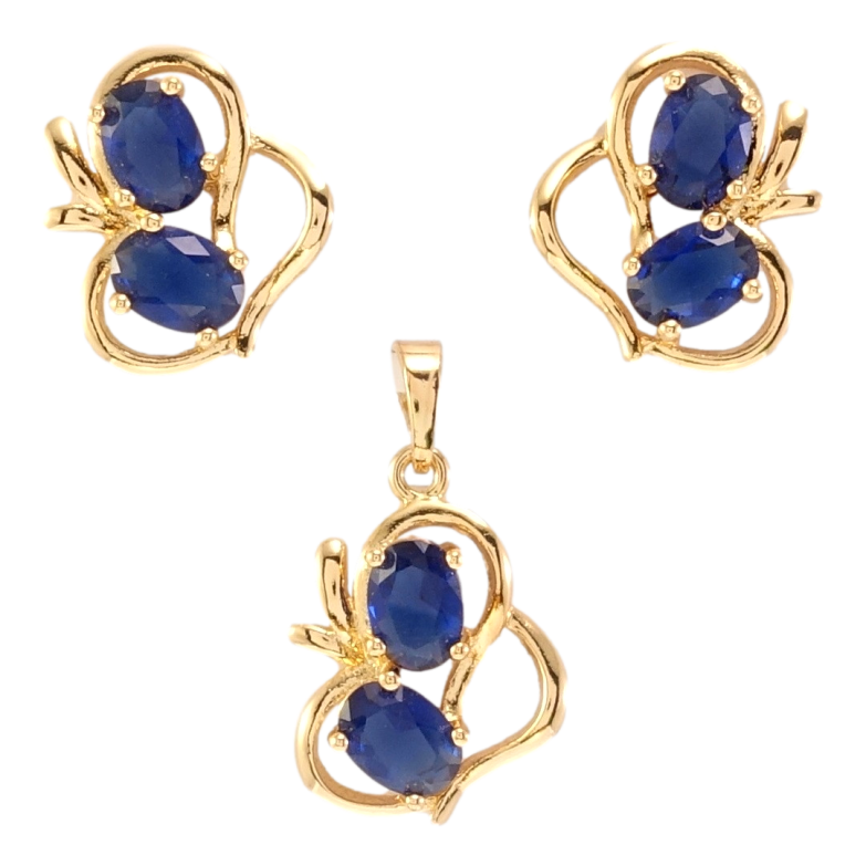 Набор Xuping Позолота 18K Серьги Кулон Декоративные яблочки с синими кристаллами фото №11