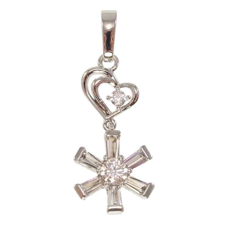 Кулон Xuping Родій Сердечко з кристальною сніжинкою фото №14