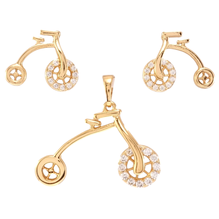 Набор Xuping Позолота 18K Серьги Кулон Велосипеды с цирконием фото №5