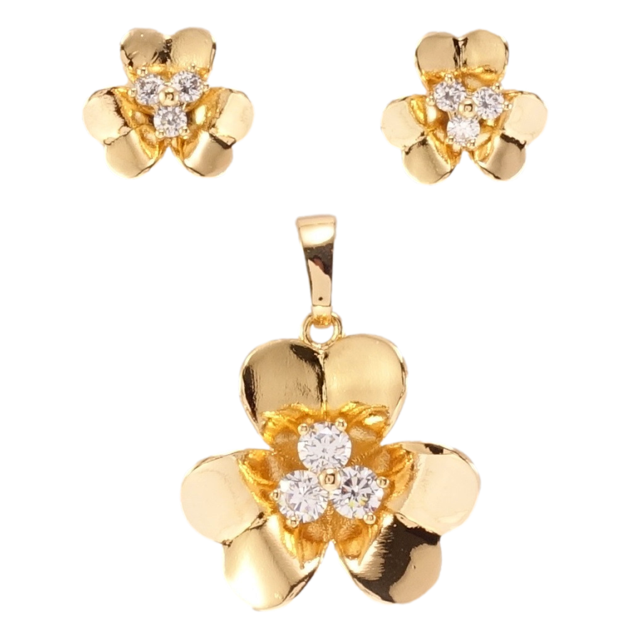 Набор Xuping Позолота 18K Серьги Кулон Цветочки с цирконием фото №1