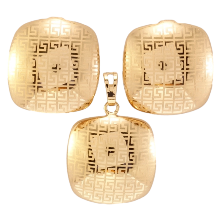 Набор Xuping Позолота 18K Серьги Кулон Меандровый орнамент напылением 19х19мм фото №16