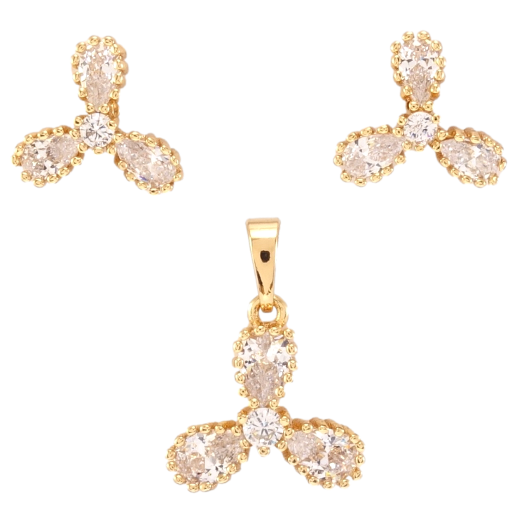 Набор Xuping Позолота 18K Серьги Кулон Кристальные трилистники фото №18