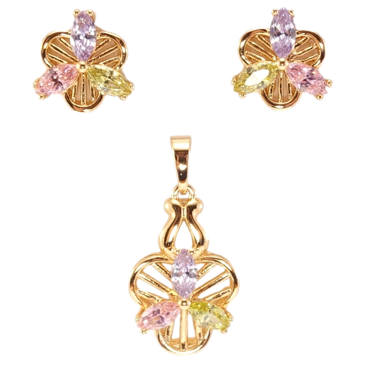 Набор Xuping Позолота 18K Серьги Кулон Декоративные цветные цветочки фото №19
