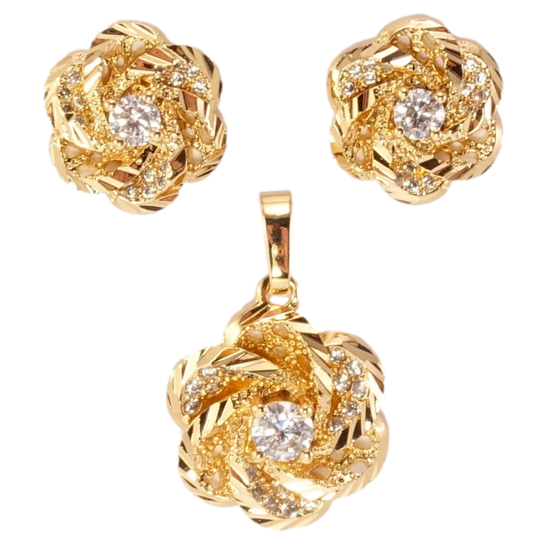 Набор Xuping Позолота 18K Серьги Кулон Цветочки фото №5