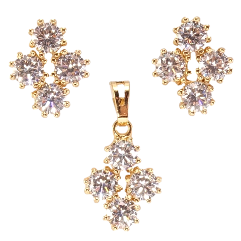 Набор Xuping Позолота 18K Серьги Кулон Четыре кристалла фото №3