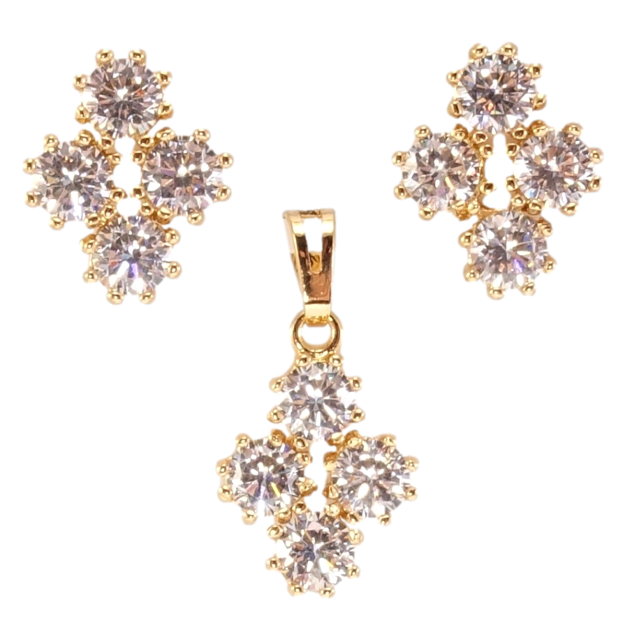 Набор Xuping Позолота 18K Серьги Кулон Четыре кристалла фото №1