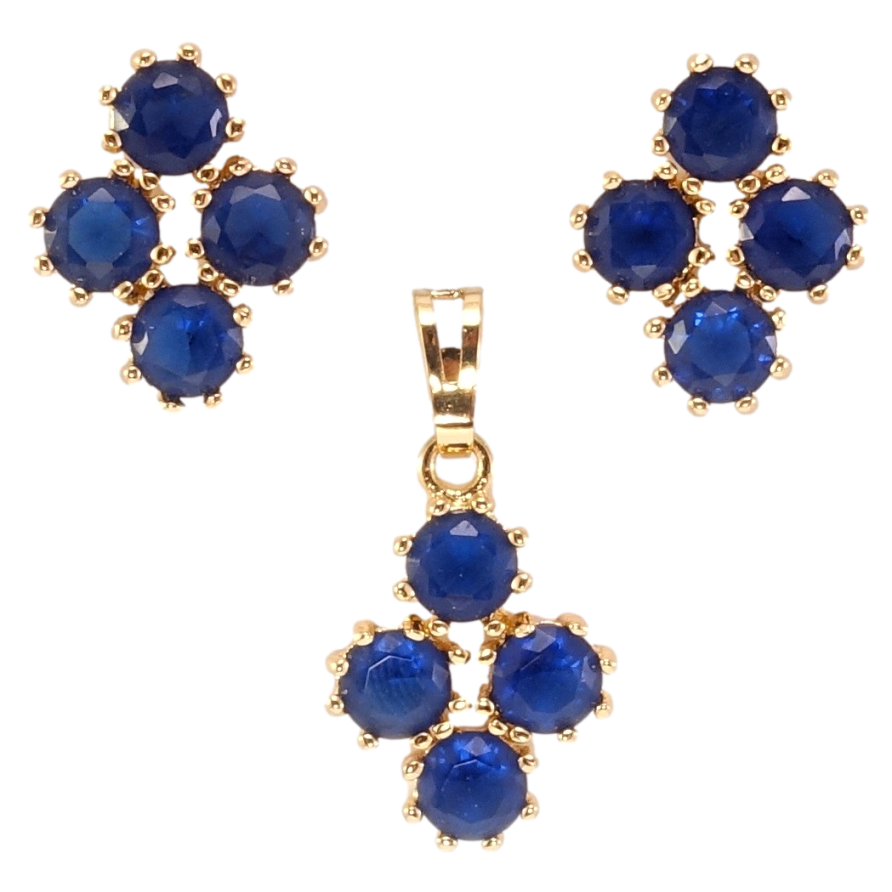 Набор Xuping Позолота 18K Серьги Кулон Четыре синих кристалла фото №1