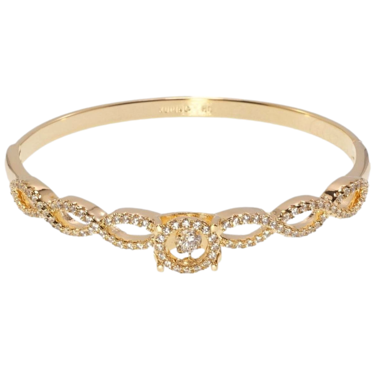 Браслет Xuping Позолота 18K Витонче сплетіння доріжок цирконієм з Танцюючим кристалом ø 5,7см фото №6