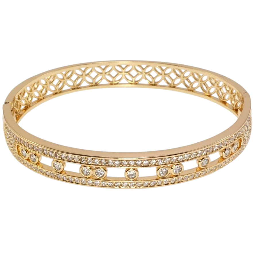 Браслет Xuping Позолота 18K Дорожки циркония с вставками кристаллов ø 6см фото №1