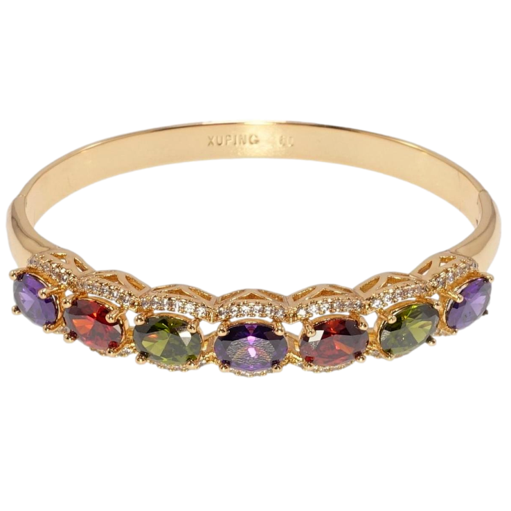 Браслет Xuping Позолота 18K Дорожка цветных кристаллов в обрамлении циркония ø 6см фото №22