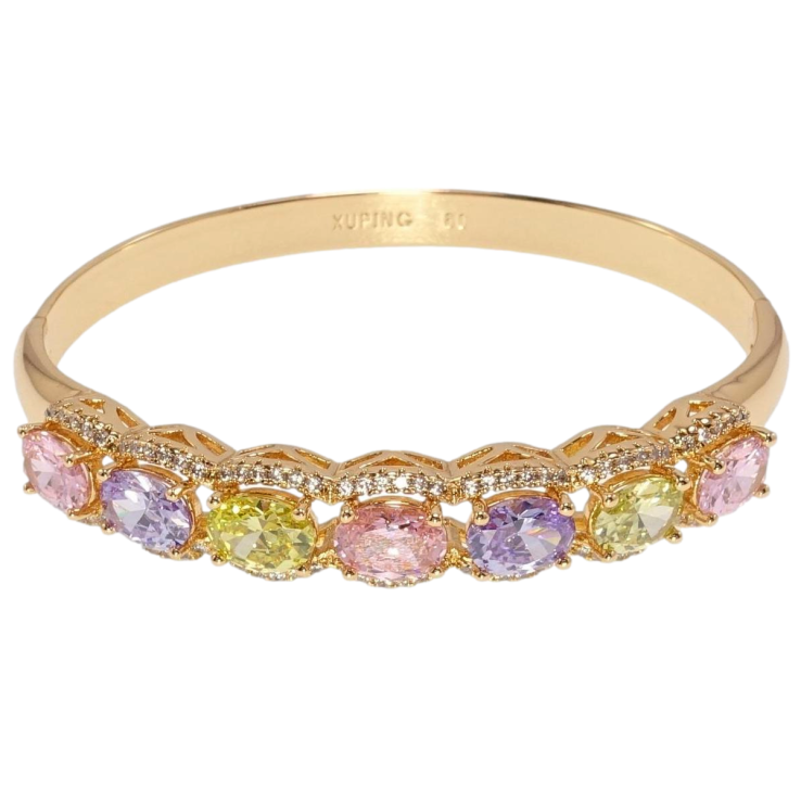 Браслет Xuping Позолота 18K Дорожка цветных кристаллов в обрамлении циркония ø 5,7см фото №23