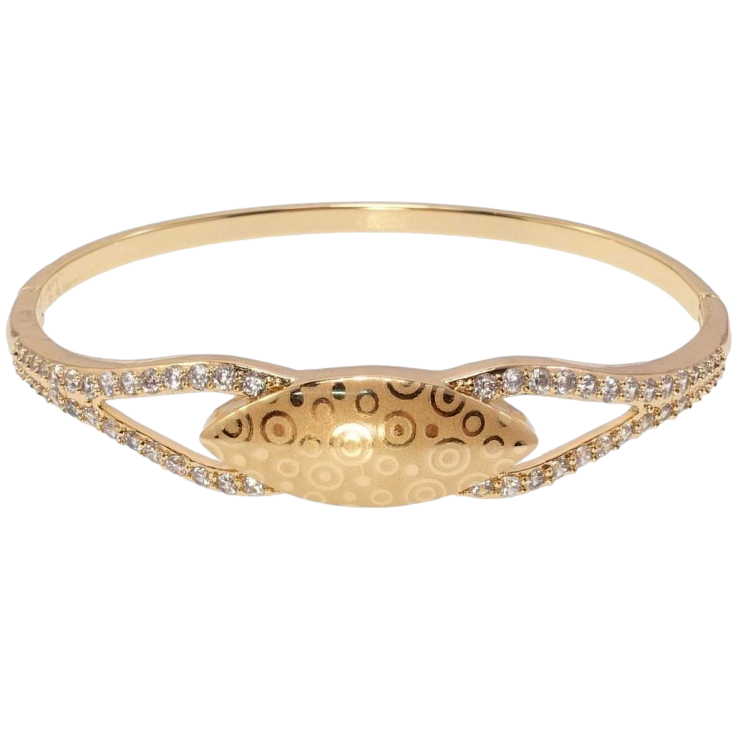 Браслет Xuping Позолота 18K Петельки с цирконием и вставка с орнаментом напылением ø 6см фото №12